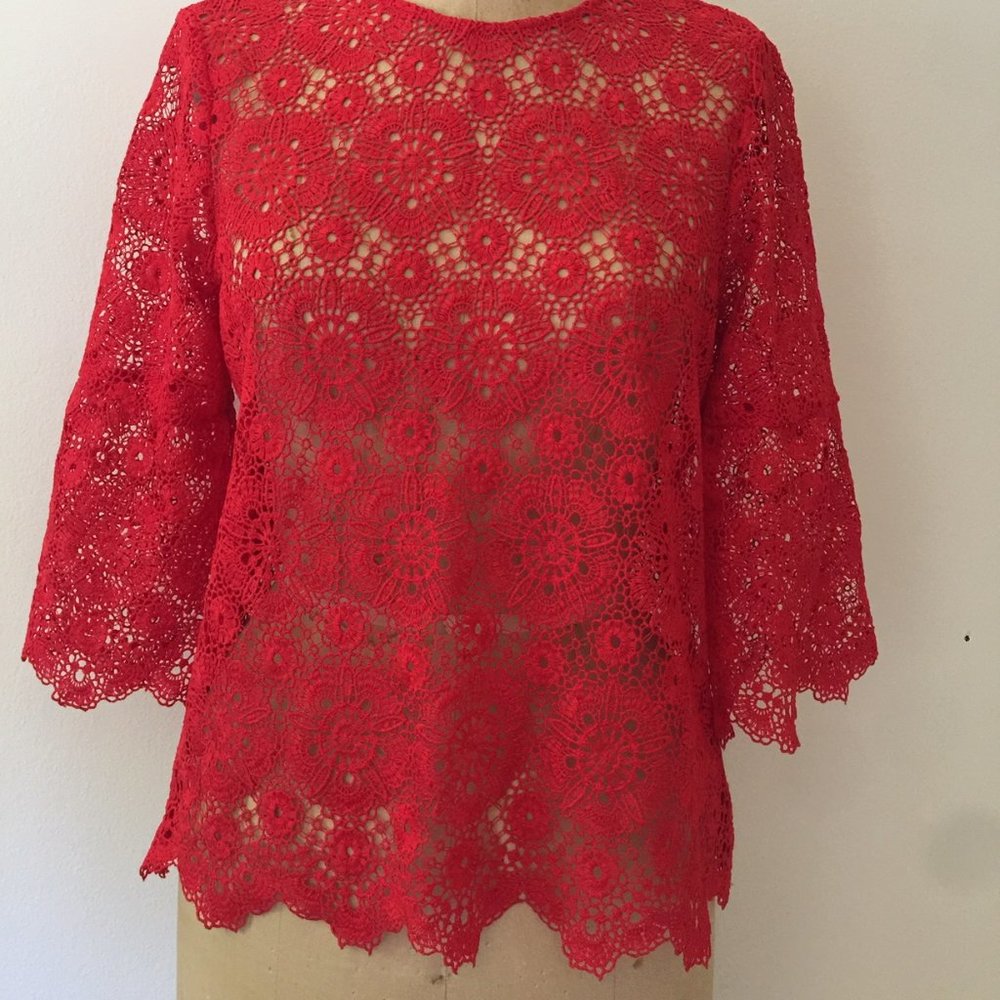 Zara Red Lace Top